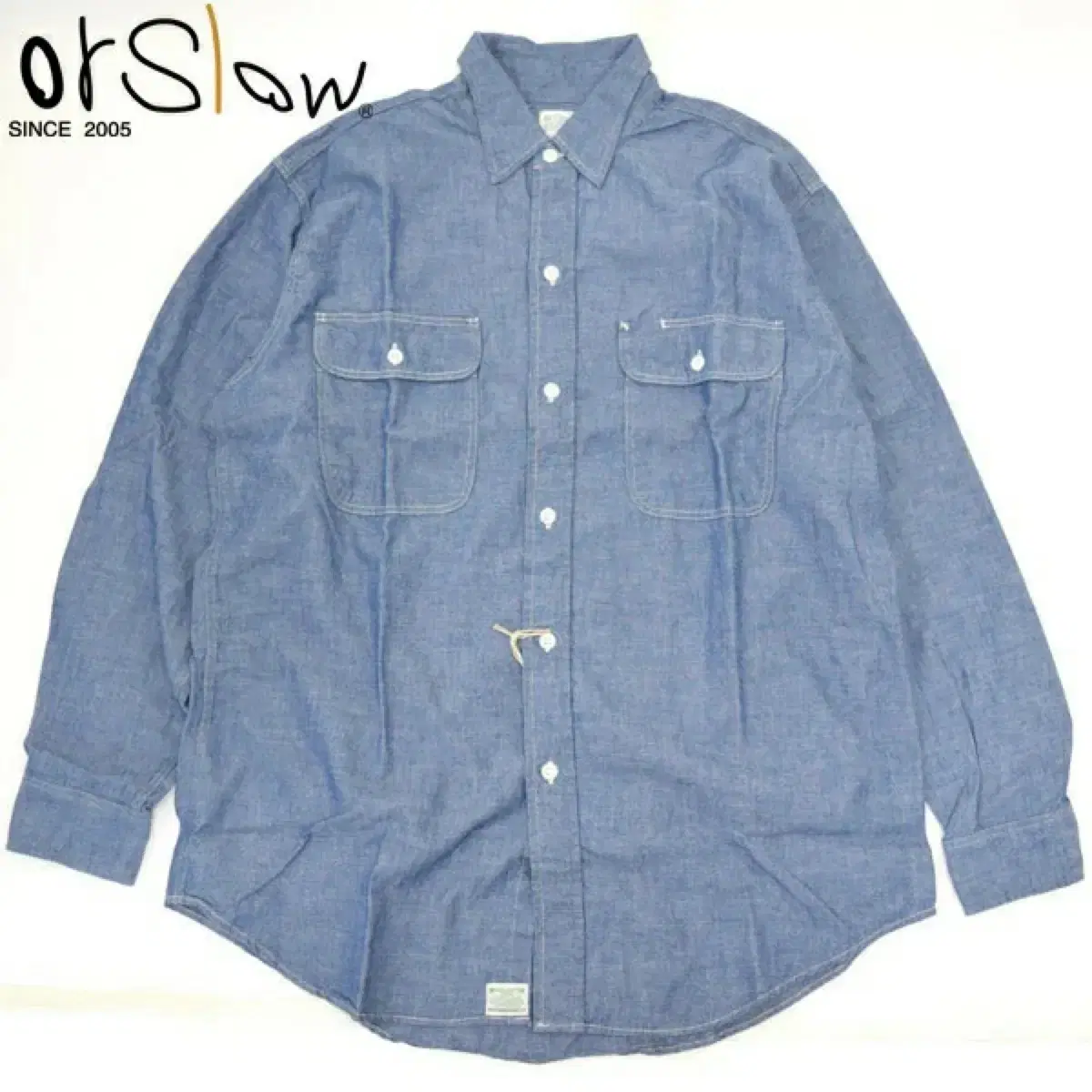 남성 Orslow 오어슬로우 CHANBRAY WORK SHIRT 샴브레이